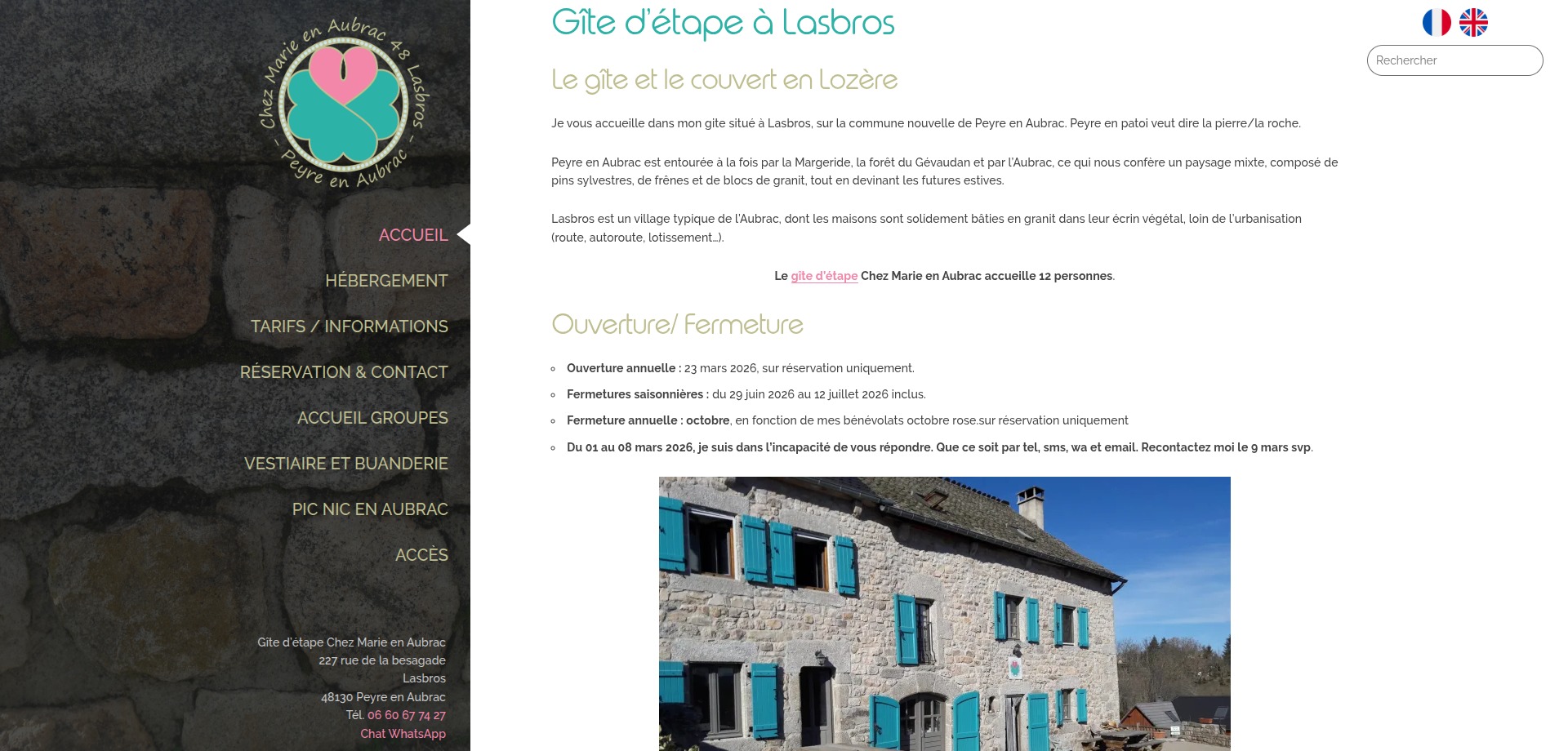 Gîte d'étape en Aubrac GR65 - Lozère en Occitanie